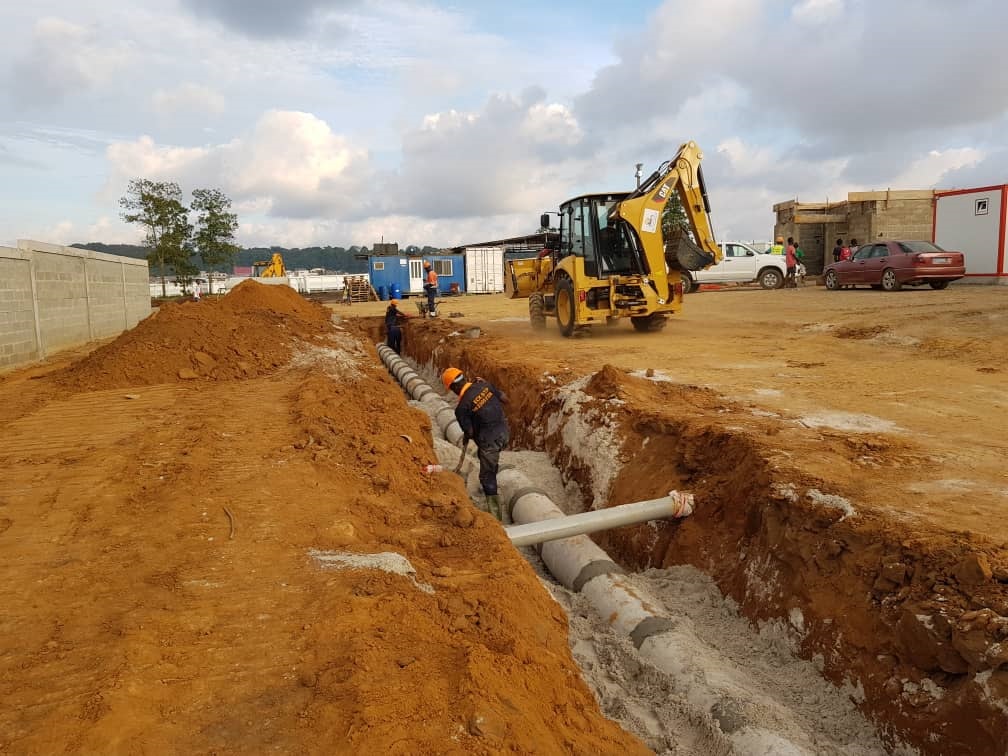 Construction des réseaux hydrauliques du centre de transfert de Yopougon (Groupe Mota-Engil)